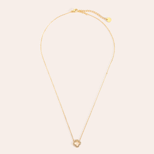 18k Vergoldete Edelstalhalskette Glücksklee Halskette Hypoallergen Wasserfest