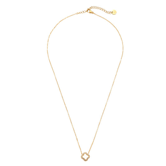 18k Vergoldete Edelstalhalskette Glücksklee Halskette Hypoallergen Wasserfest