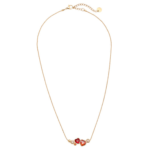 Elegante 40-cm Edelstahl-Halskette mit rot funkelndem Herzanhänger im Diamant-Look – hochwertiger, glänzender Schmuck für einen modernen, romantischen Style.