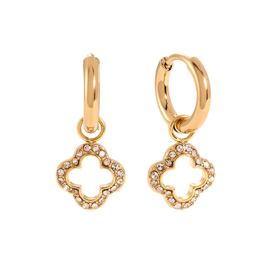 18k Vergoldete Edelstahl Ohrringe Glücksklee Hypoallergen Wasserfest