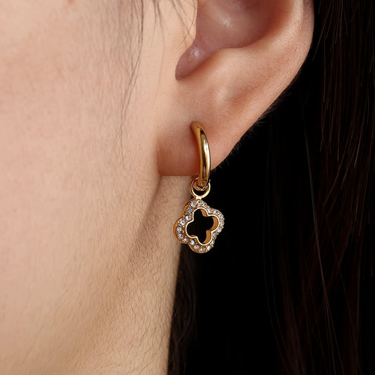 18k Vergoldete Edelstahl Ohrringe Glücksklee Hypoallergen Wasserfest